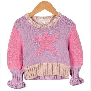 LoveShackFancy Color Block Pink and Lavender Knit Sweater 18-24 Months